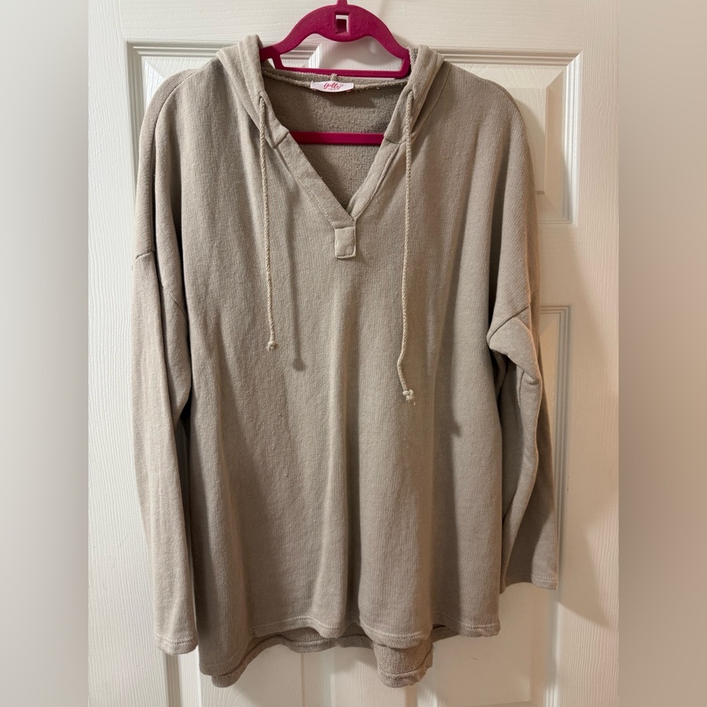 Casual Beige Hoodie Sweatshirt